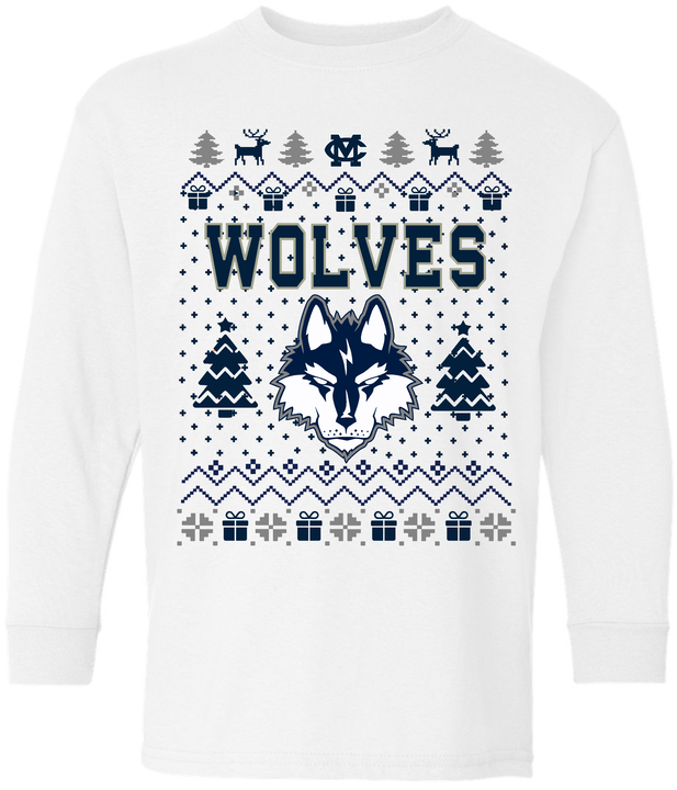 Wolves Youth Christmas Sweater Long Sleeve