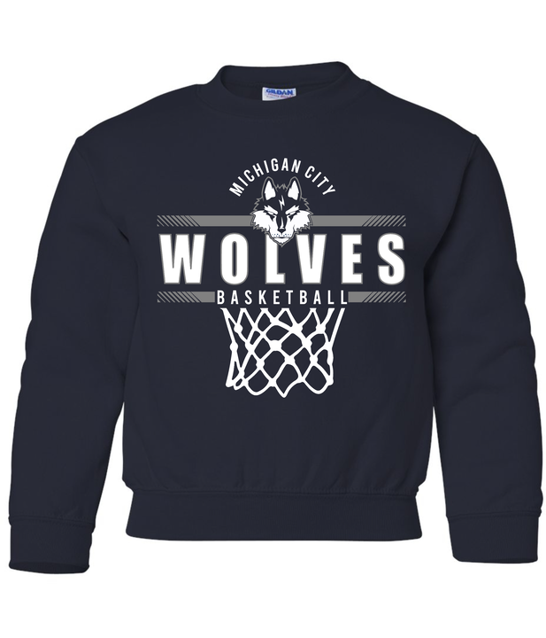 MC Wolves Basketball Team Youth Crewneck