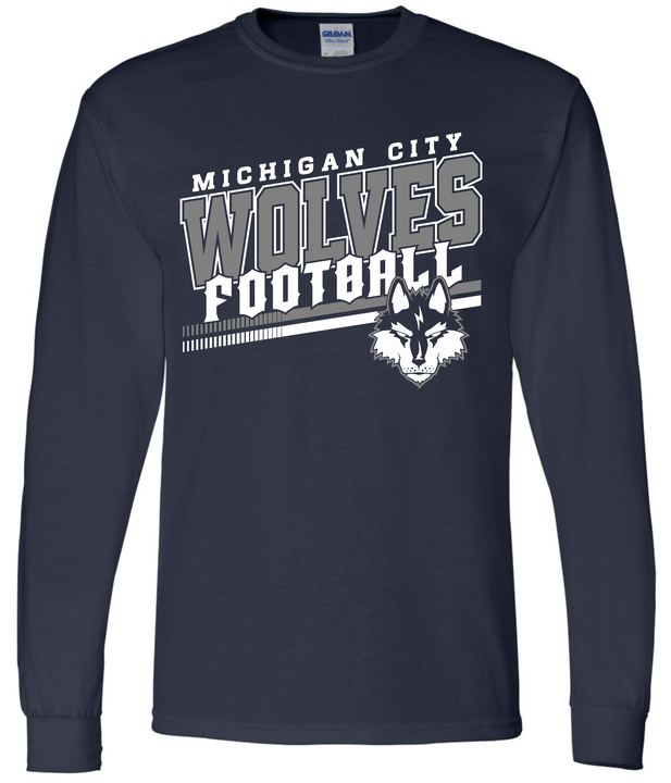 MC Wolves Football Mascot Long Sleeve Tee