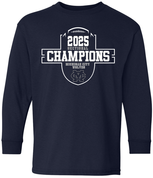 MC Wolves Football Sectional Champs Youth Long Sleeve