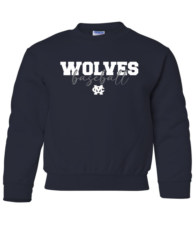 MC Wolves Baseball Pride Youth Crewneck