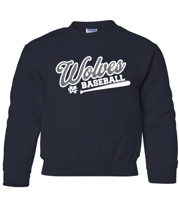 Wolves Baseball Bat Youth Crewneck