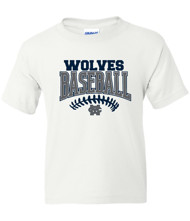 Wolves Baseball Stitches Youth Tee